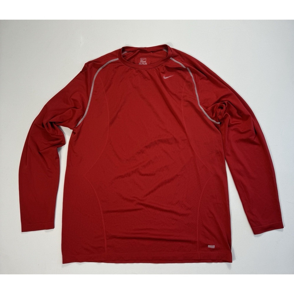 Nike Team Shirt Men's 2XL Red Workout Sports Performance Active Stretch